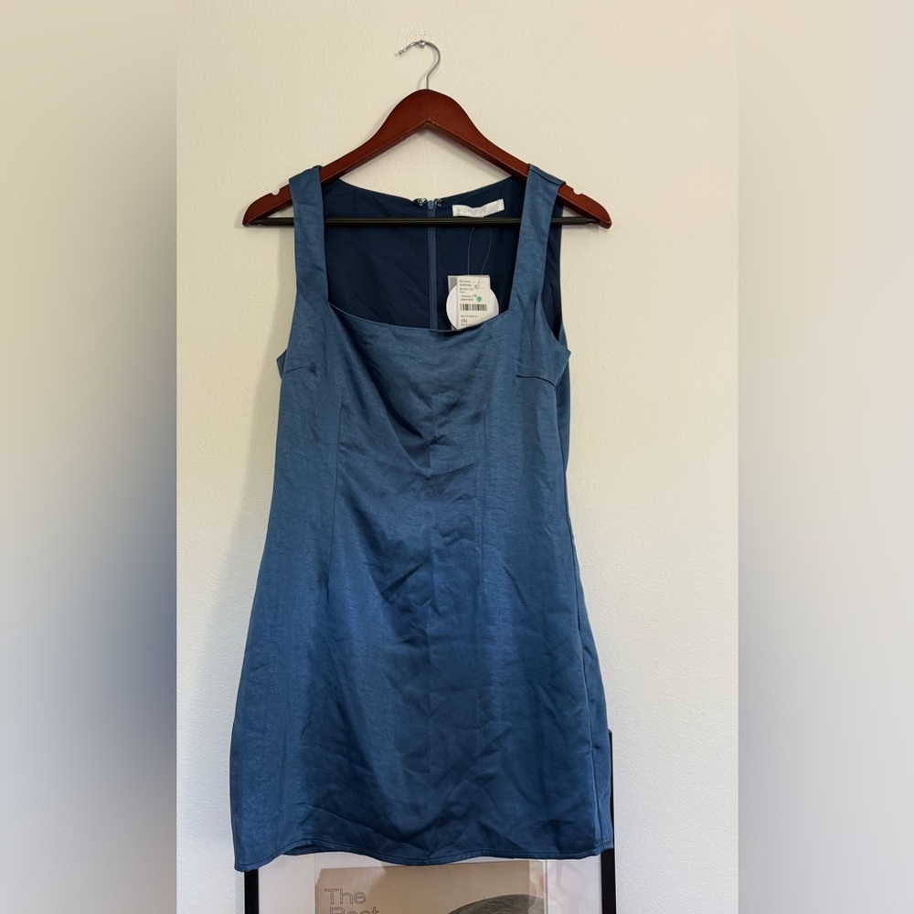 NWT More to come Elegant Blue Satin Dress - Picture 3 of 6